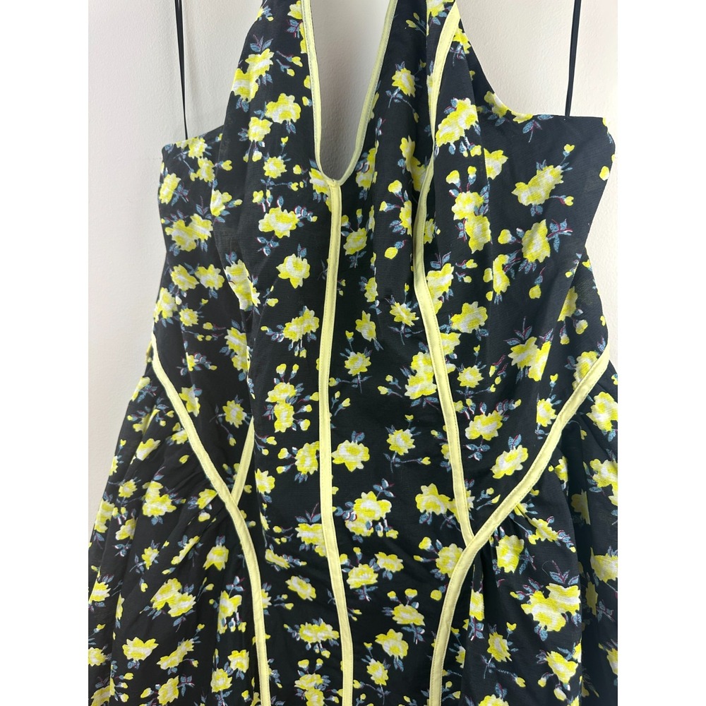 NEW Maeve Anthropologie Halter Fit & Flare Midi Dress Black Yellow Floral 3X - Picture 6 of 16